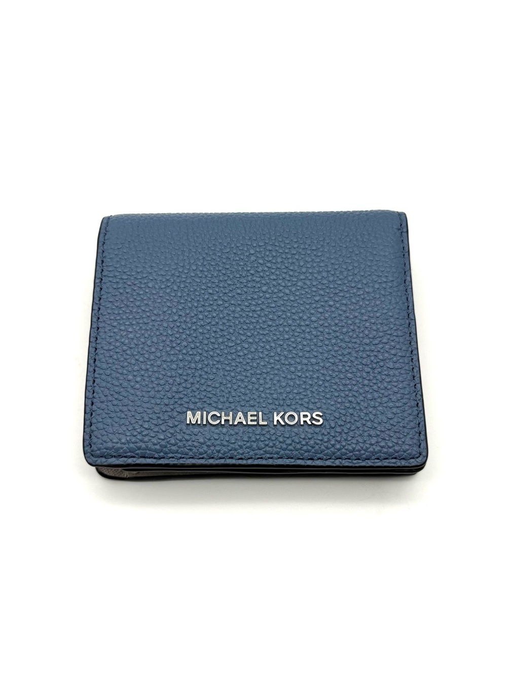 Michael Kors Jet Set Pebble Leather Wallet Blue Two Tone